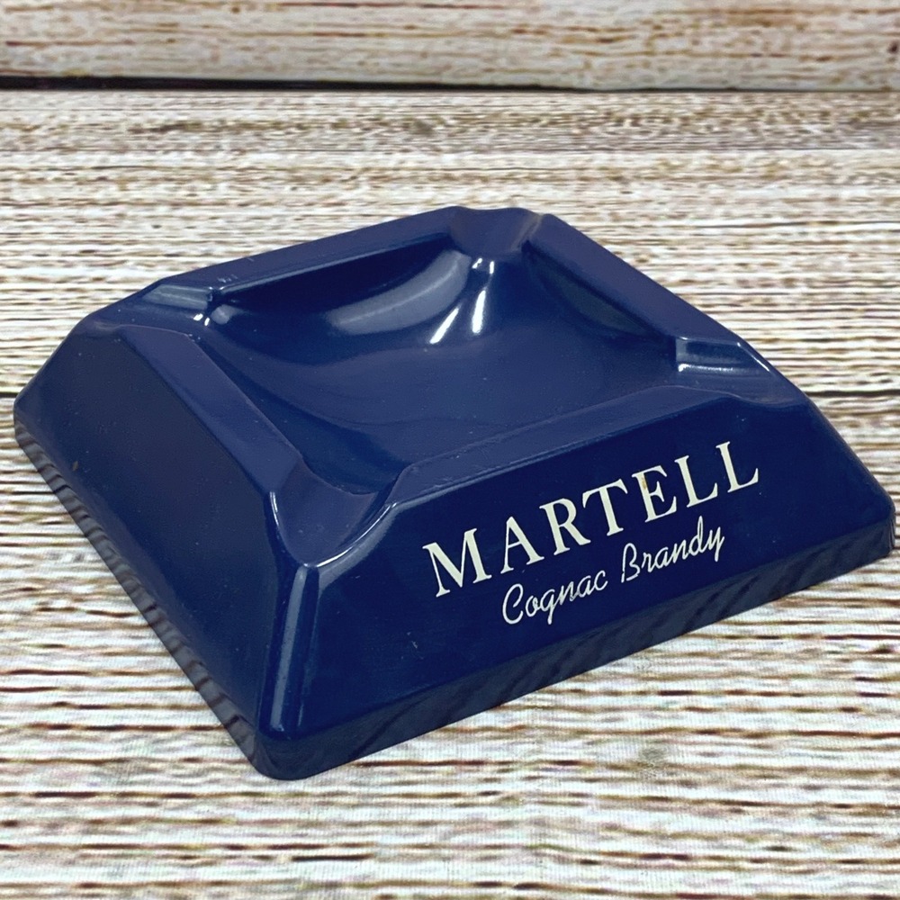 Vintage Martell Cognac Brandy Ashtray Blue Barware Advertising Piece‎ Plastic